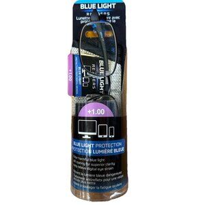 SAV Blue Light Reader Glasses  +1.00 Strength Soft  Microfiber Case NWT